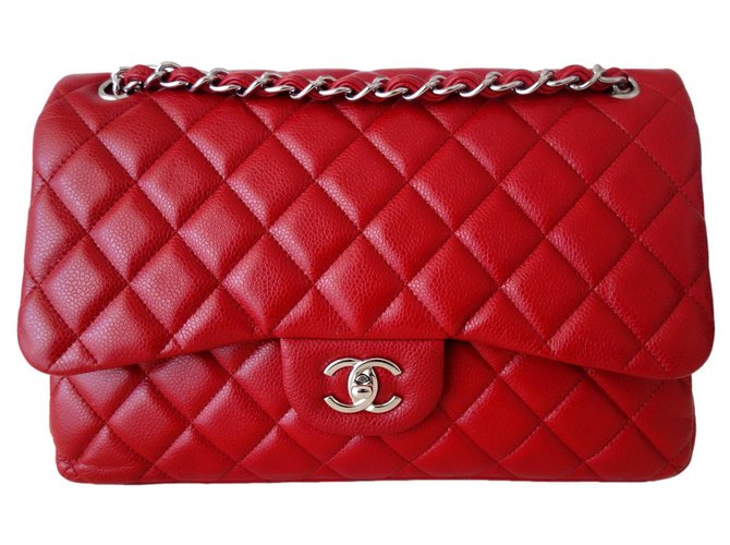 Timeless Chanel Classic rote Tasche Leder  ref.286080