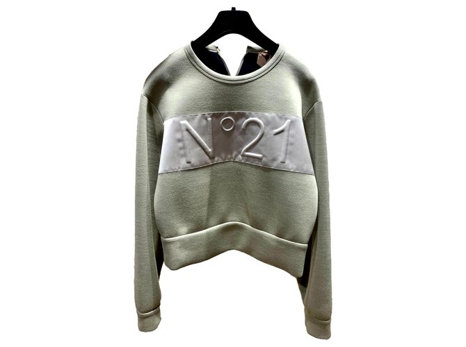 Autre Marque Sweatshirt der italienischen Marke N.21 Beige Grün Grau Polyester Modal  ref.286143