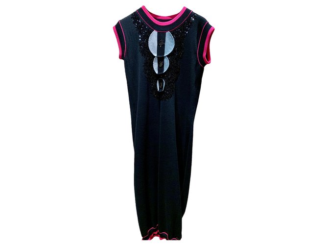 Chanel vintage dress without sleeve Black Pink Cashmere  ref.286146