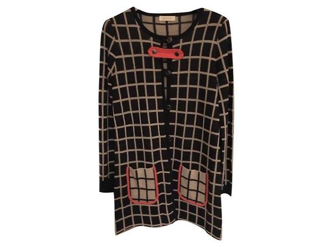 Autre Marque Indi & Cold Lange Strickjacke Blau Kariert Wolle