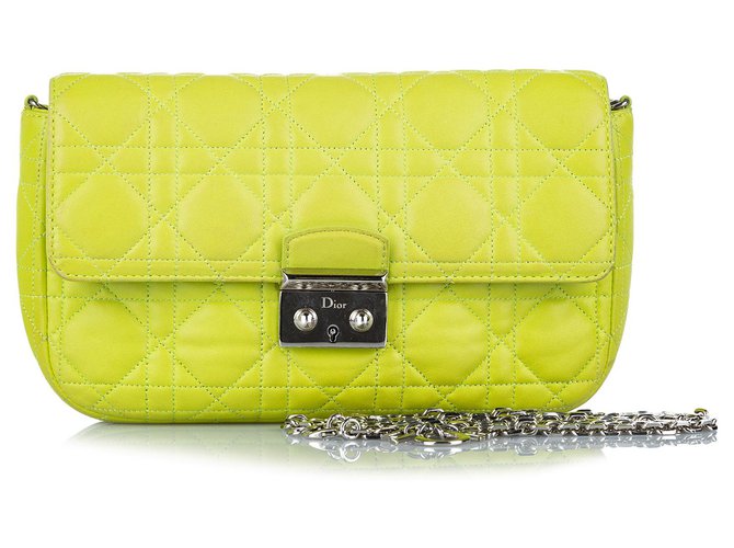 Dior Yellow Cannage Miss Dior Promenade Chain Leather Crossbody Bag Pony-style calfskin  ref.286405