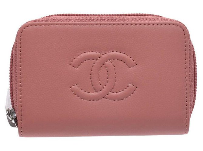 Portefeuille Chanel Cuir Rose  ref.286535