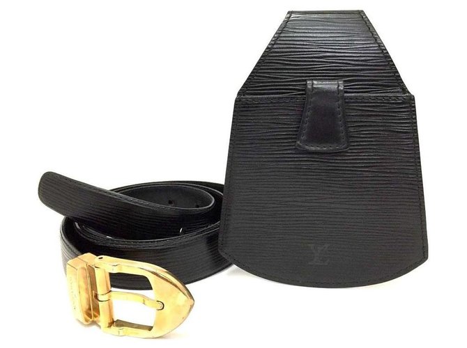 Louis Vuitton Cintura nera in Epi Ceinture con marsupio in Sherwood Pelle  ref.286712