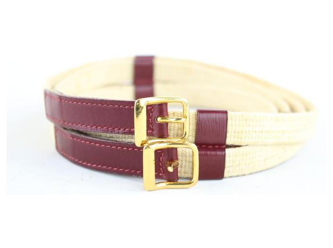 Hermès ( raro ) Cintura con fibbia foderata in toile bordeaux  ref.286727