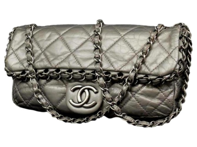 Chanel Chain Around Flap Silvery  ref.286744