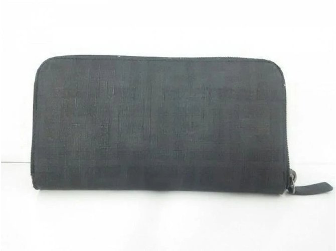 Fendi Black FF Zucca Zip Around Wallet Leather  ref.286747