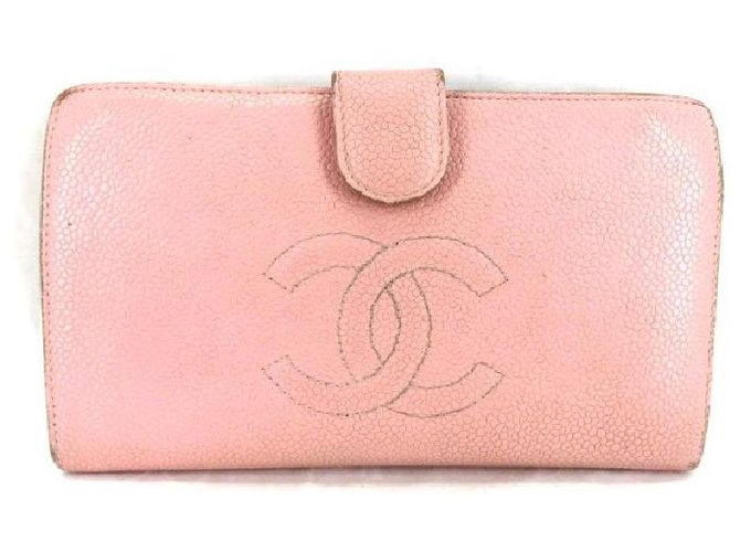Chanel Carteira Pink Caviar Cc Logo Rosa  ref.286786