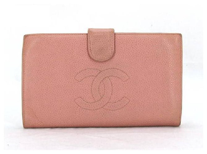 Chanel Rosa Kaviar Cc Logo lange Brieftasche Pink  ref.286794