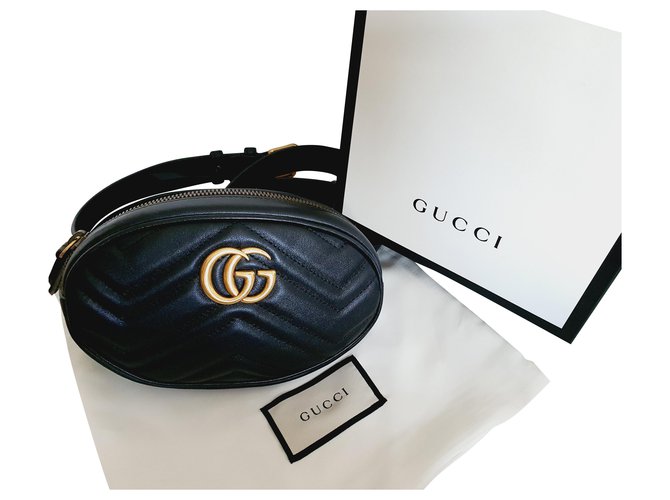 Gucci black marmont belt bag Lambskin  ref.286882