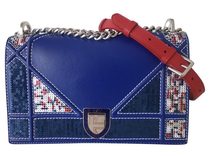 Dior Diorama bag Blue Leather  ref.286894