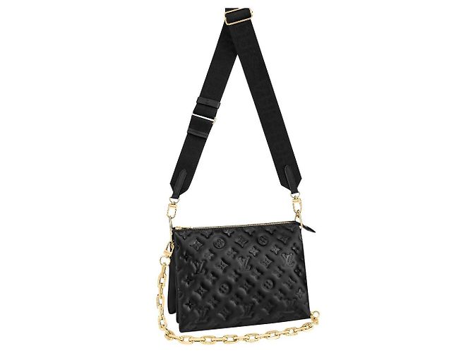 Coussin Louis Vuitton Couscin PM Bolsa de couro preta Preto