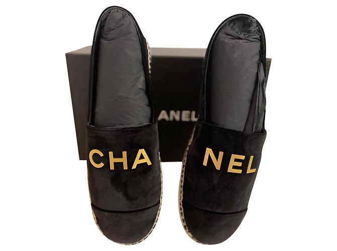 Cambon Chanel Espadrillas CHA NEL velluto nero