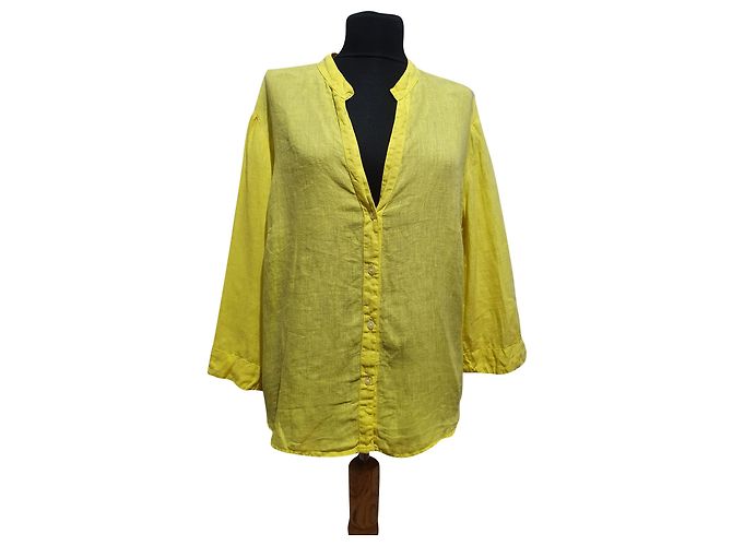 Camicia 120% LINO in seta gialla XL Giallo