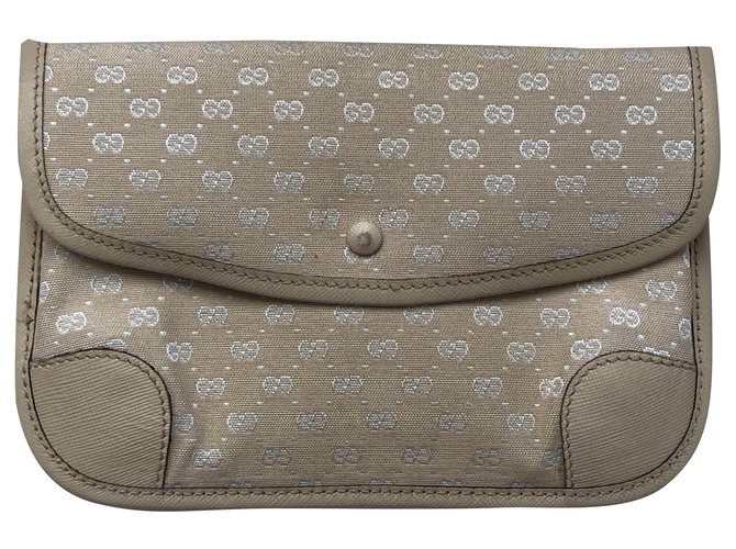 Gucci Clutch-Taschen Beige Leder Leinwand  ref.287281