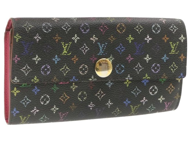 Portafoglio Sarah LOUIS VUITTON con monogramma multicolore Portefeuille  M93747 Auth go016 Nero Tela ref.287694 - Joli Closet