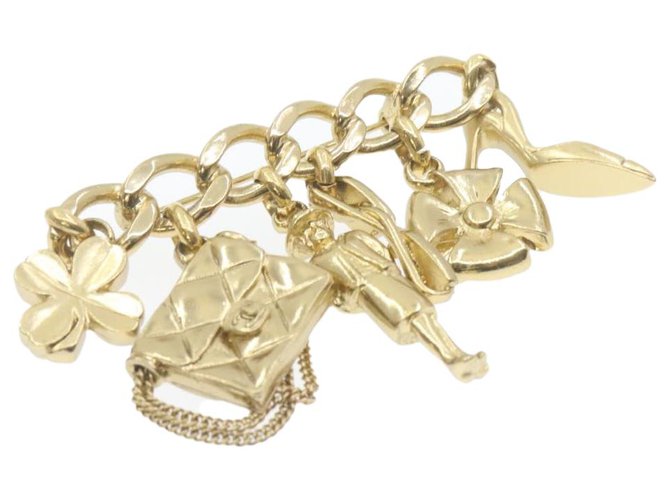 CHANEL CC Logos Brooch Gold Tone Auth 20868 Golden Metal  ref.287962