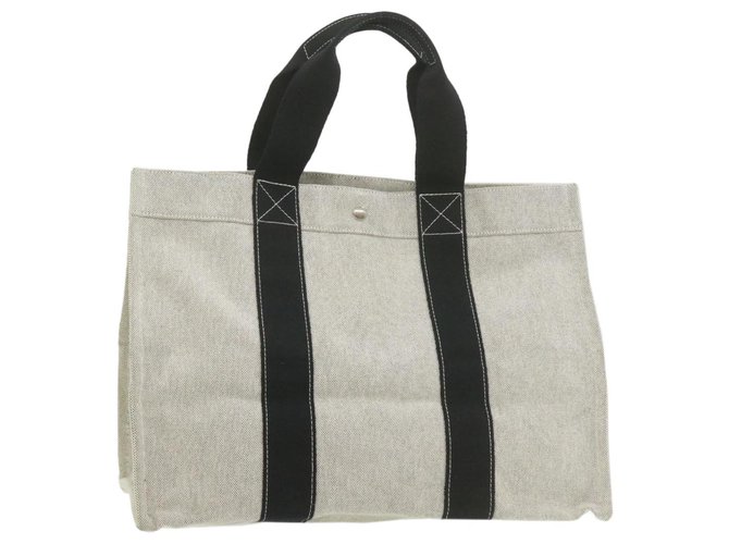 Hermès HERMES Tote Bag in tela di cotone grigio Aut 20875  ref.287965
