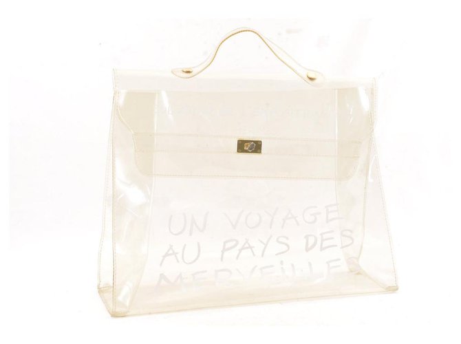 Hermès HERMES Vinyl Kelly Hand Beach Bag SOUVENIR DE L'EXPOSITION 1997 Auth sa1172 Plastic  ref.287996