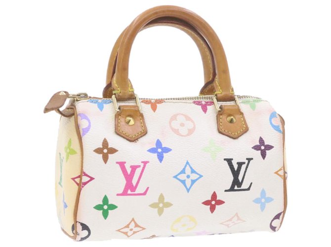 LOUIS VUITTON Mini borsa a mano Speedy multicolore con monogramma Bianco M92645 auth 21144 Tela  ref.288109
