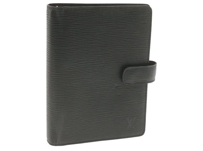 LOUIS VUITTON Epi Agenda MM Day Planner Cover Black R20042 LV Auth 19701 Leather  ref.288269