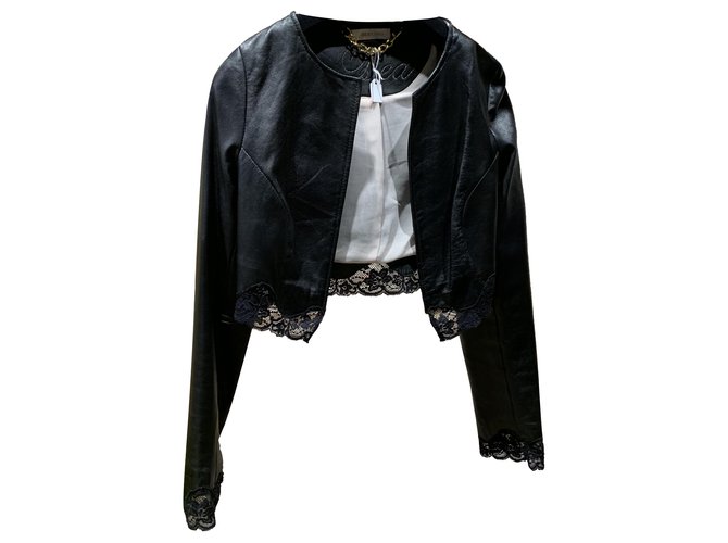 Autre Marque Beayukmui leather jacket with lace Black  ref.288419