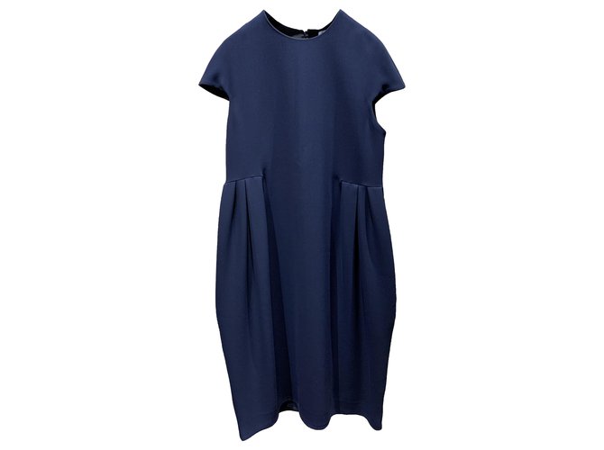 Vintage Christian Dior dress Navy blue Silk  ref.288422