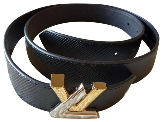 Louis Vuitton Cinturón de piel Twist Negro Cuero  ref.288435