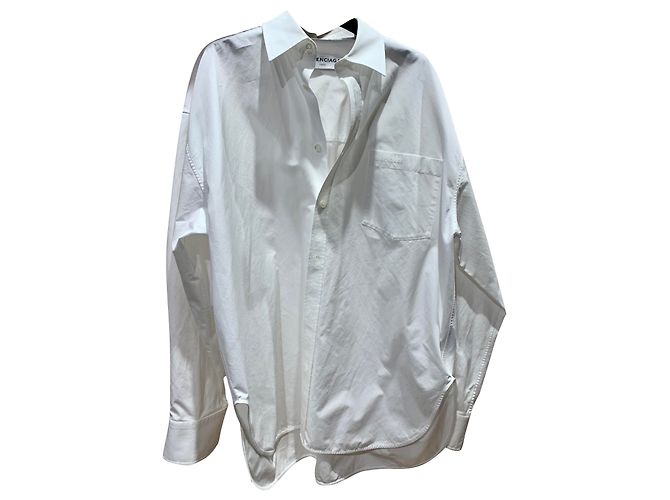 Camicia Balenciaga Oversize Bianca in Cotone Bianco