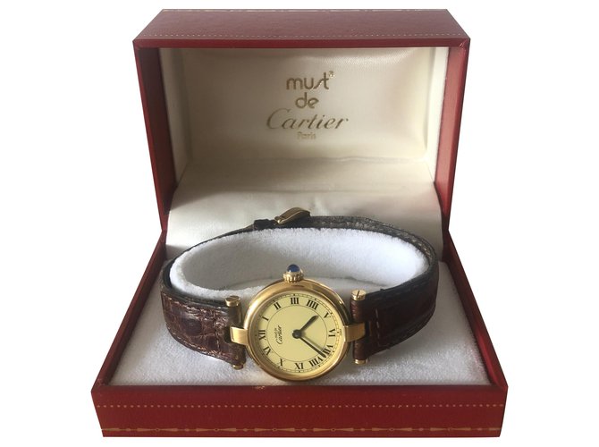 Reloj Cartier Must Vendome Dorado Plata  ref.288471