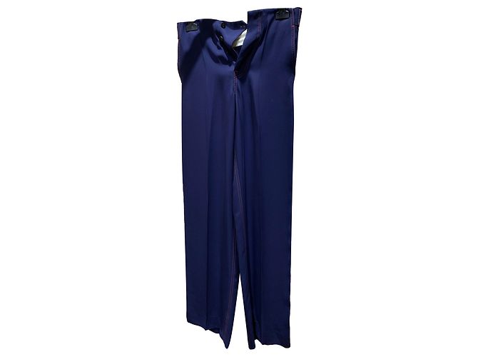 Calça perna larga Céline azul coral viscose