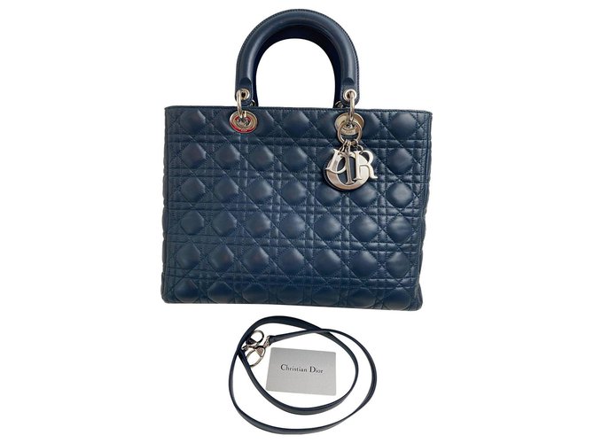 Lady Dior DIOR Blue Leather  ref.288495