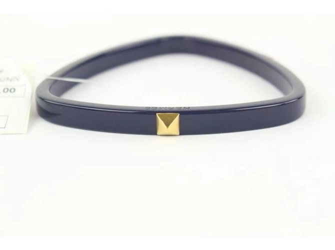 Hermès Blue Navy and Gold Idylle Triangle Bangle Bracelet Navy blue White gold  ref.288544