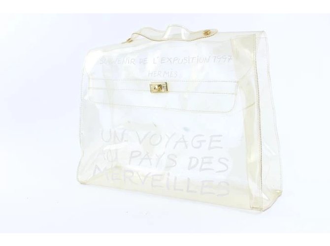 Hermès Kelly trasparente traslucido 1997 Souvenir De L'exposition Bianco  ref.288557