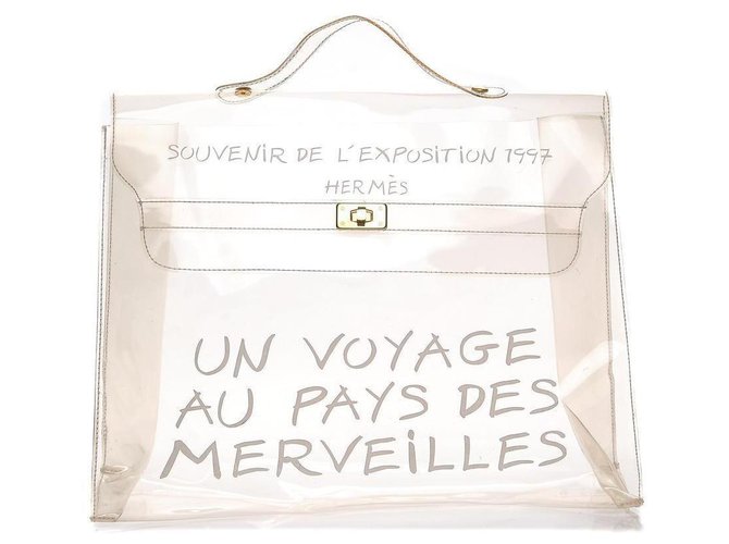 Hermès 1997 Souvenir De L'Exposition Vinile Trasparente Kelly Bianco  ref.288560