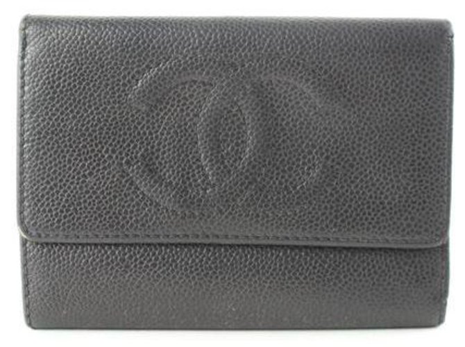 Chanel Caviar Leather CC Logo Wallet Black  ref.288563