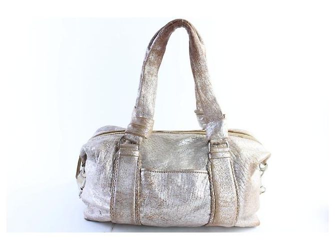 Cole Haan Cuir métallisé vieilli 2façon Boston Duffle Argenté