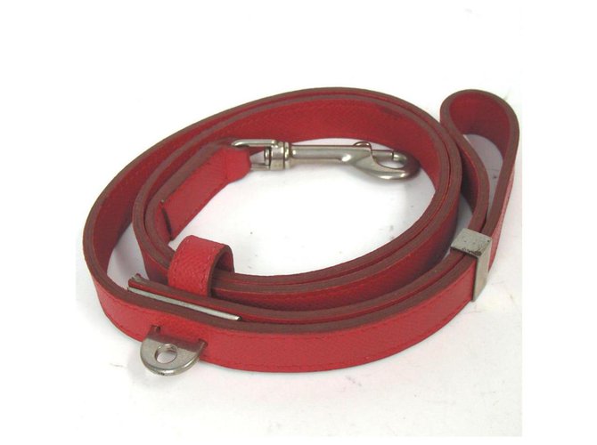 Hermès (Ultra raro) Correa de perro Roja Metal  ref.288599