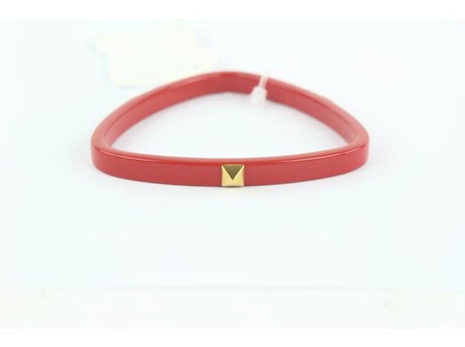 Hermès Brazalete tipo esclava Idylle Triangle rojo y dorado Roja Oro blanco  ref.288609