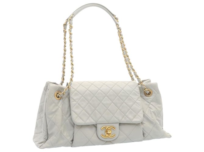 Sacola Chanel Branco Couro  ref.288658