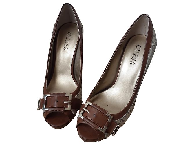 Guess High Heels Beige Stoff Größe 38.5