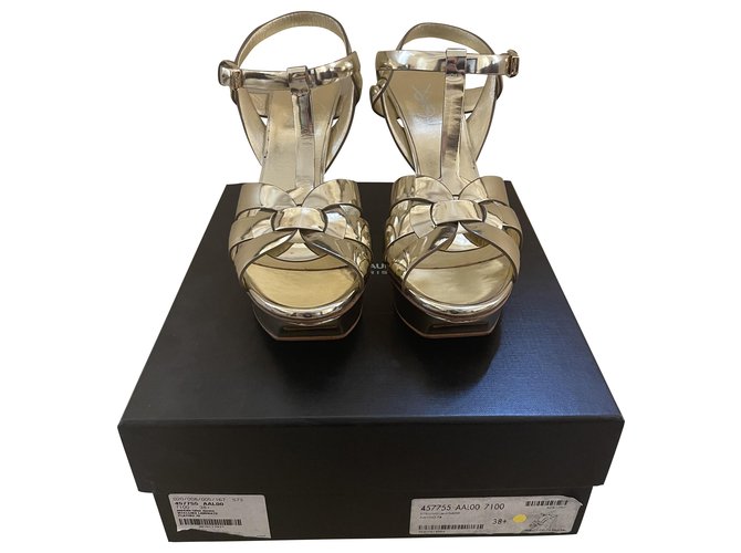 Saint laurent tribute sandals Golden Leather  ref.288865