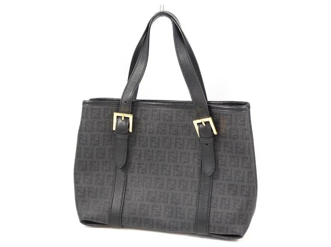 FENDI Zucchino tote bag Womens handbag black Leather Plastic  ref.288895
