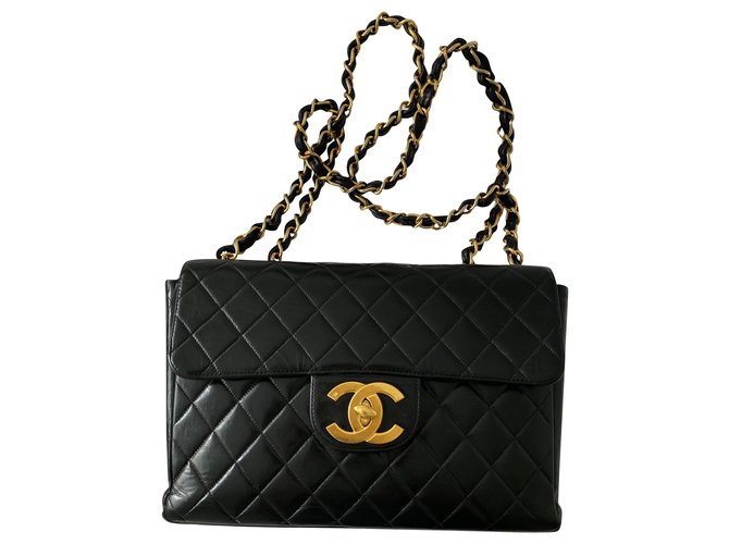 Classique Chanel Géant Cuir Noir  ref.288919