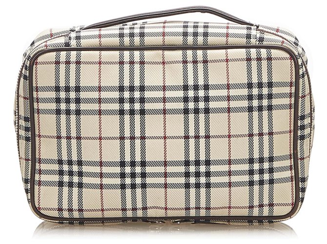 Burberry Brown House Check Canvas Pouch Multiple colors Beige Cloth Cloth  ref.289192