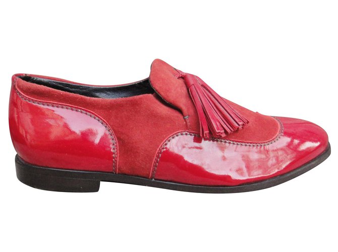 Heschung p moccasins 38 Red Leather Deerskin  ref.289204