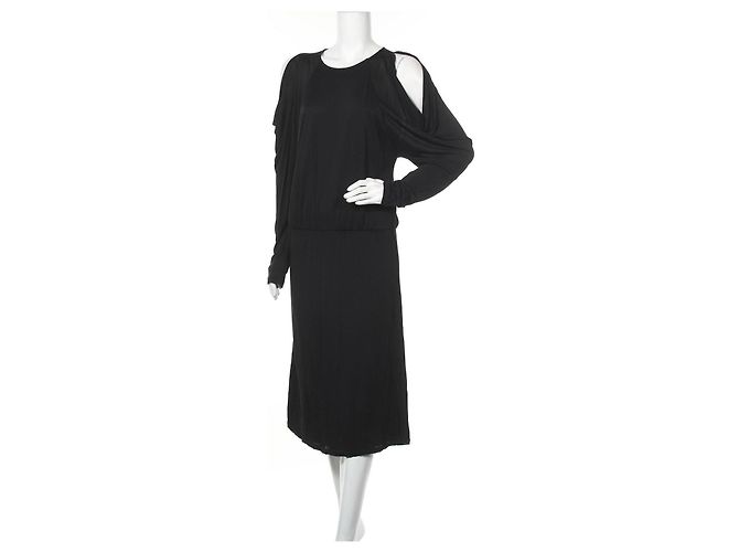 Filippa K Kleid Schwarz Viscose Polyamid Größe L