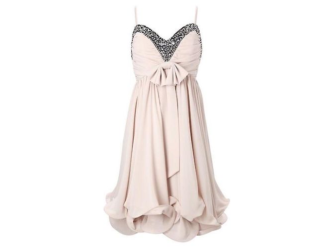 French Connection Kleid mit Perlen und Herz-Ausschnitt Flesh Fleisch