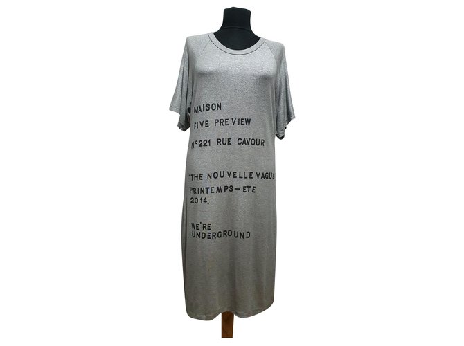 5 Preview Dresses Silvery Grey Cotton Viscose Elastane  ref.289266