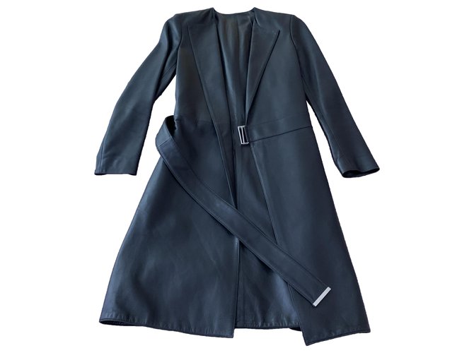 Dior Trench Coats Preto Pele de cordeiro  ref.289280
