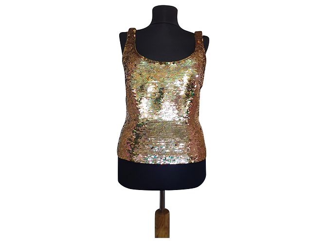 Autre Marque Barbara Schwarzer Pailletten Top Gold Mehrfarben Golden